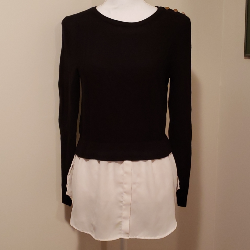 Black short waist sweater